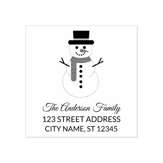 差出人住所 | クリスマス雪だるま パーソナライズされた ラバースタンプ (インプリント)