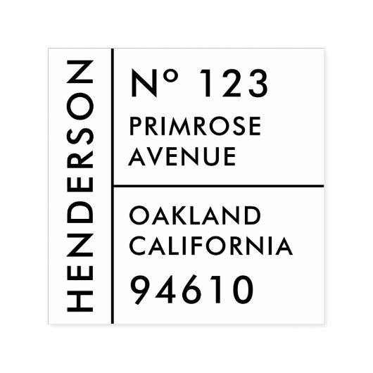 差出人住所 |ミニマルモダンリストファミリー名 セルフインキングスタンプ (デザイン)