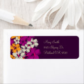 「差出人住所」花と渦巻き梅紫 ラベル (インサイチュ)