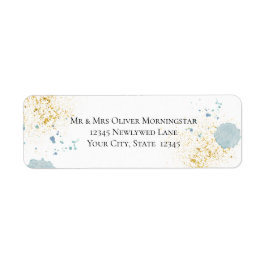 差出人住所 | 青と金ゴールドの（ばちゃばちゃ）跳ねる ラベル