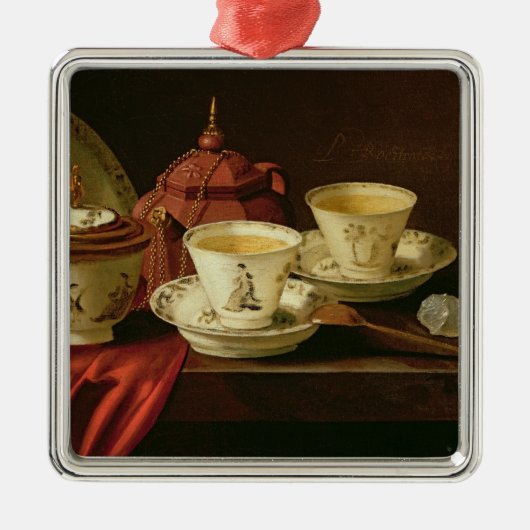 差向いYixingのティーポットおよび中国人の磁器 メタルオーナメント (正面)