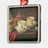 差向いYixingのティーポットおよび中国人の磁器 メタルオーナメント (左)