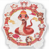 巳年の中国旧正月ヘビデザイン2 シール (正面)