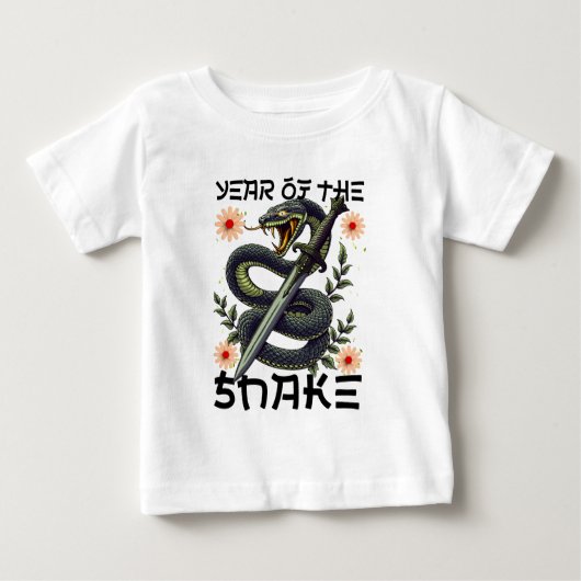 巳年の干支 新年 ベビーTシャツ (正面)