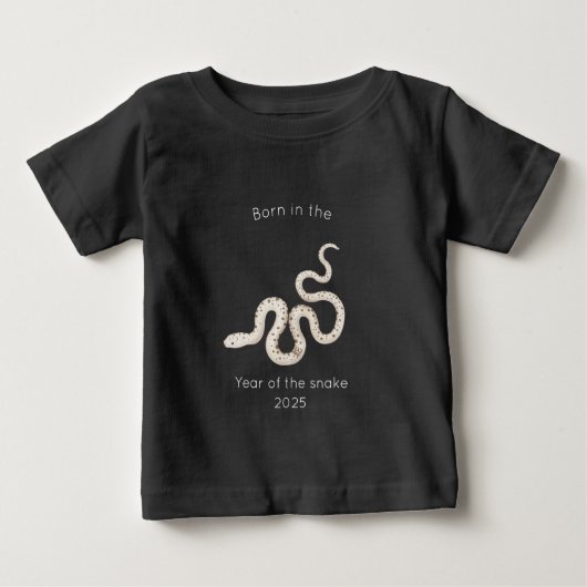 巳年生まれ ブラック ベビーTシャツ (正面)