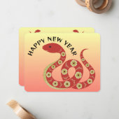 巳年2025年グリーティングカードとカレンダー ノートカード (正面/裏面インサイチュ)