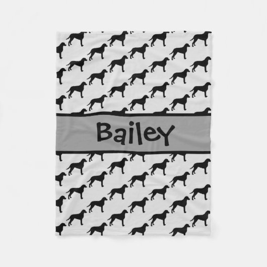 巻きカスタム返し犬のシルエット フリースブランケット (正面)