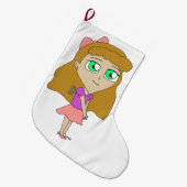 巻きチビ（小さくかわいく書いた感じ） ラージクリスマスストッキング (正面 (吊り時))