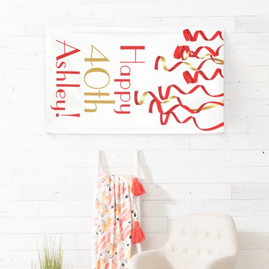 巻きパーソナライズされたリボン誕生日バナー 横断幕 (インサイチュ)