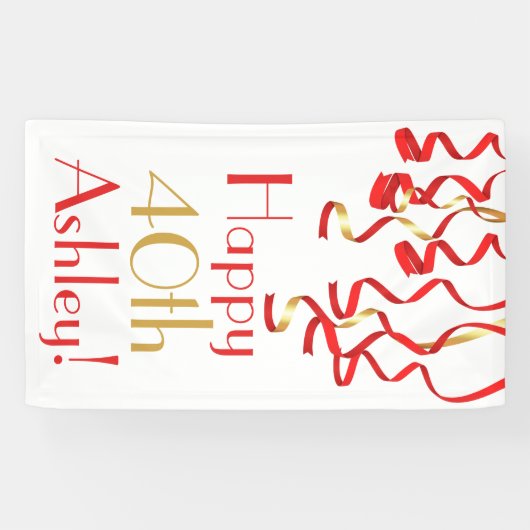 巻きパーソナライズされたリボン誕生日バナー 横断幕 (横)