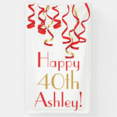 巻きパーソナライズされたリボン誕生日バナー 横断幕 (縦)