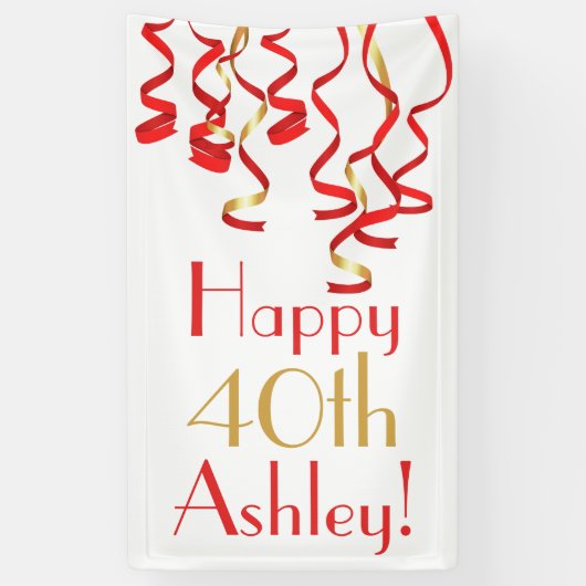 巻きパーソナライズされたリボン誕生日バナー 横断幕 (縦)