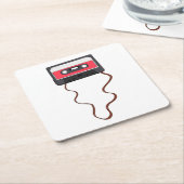 巻き取り式カセットテープ混合テープレトロヴィンテージ スクエアペーパーコースター (アングル)