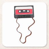 巻き取り式カセットテープ混合テープレトロヴィンテージ スクエアペーパーコースター (正面)
