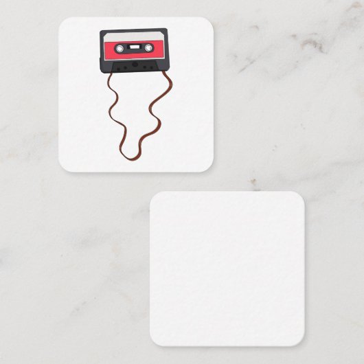 巻き取り式カセットテープ混合テープレトロヴィンテージ スクエア名刺 (正面/裏面)