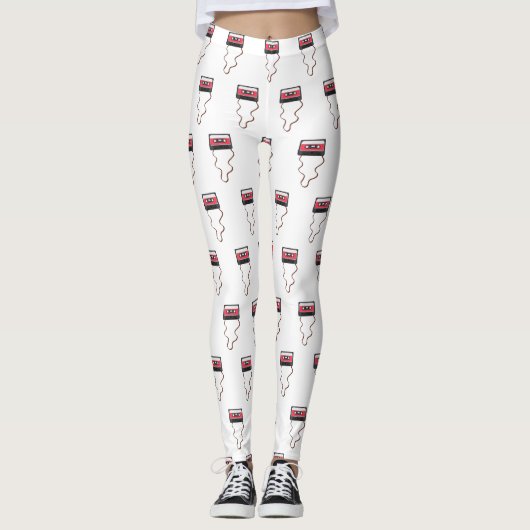 巻き取り式カセットテープ混合テープレトロヴィンテージ レギンス (正面)