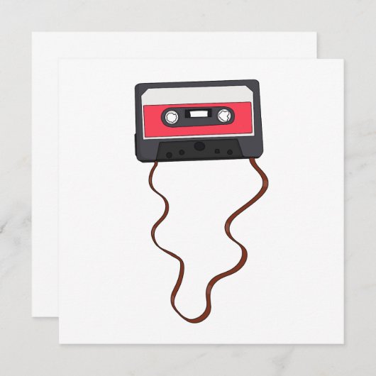 巻き取り式カセットテープ混合テープレトロヴィンテージ 招待状 (正面/裏面)