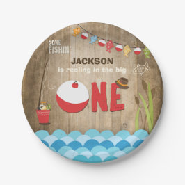 巻き取る魚釣りの紙皿の男の子の誕生日大きい1 ペーパープレート