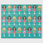 巻き枠のプリンセスの光沢のある包装紙 ラッピングペーパー (フラット)