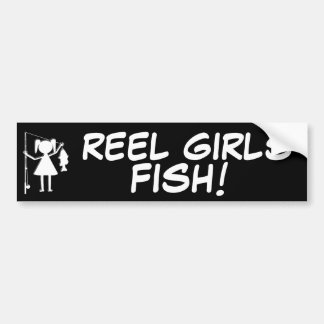 巻き枠の女の子の魚! バンパーステッカー