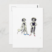 巻き毛で描かれた2人の女性 ポストカード (正面/裏面)