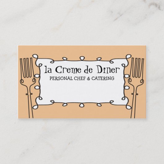巻き毛のフォークの装飾的なシェフのケイタリングビジネスc… 名刺 (正面)