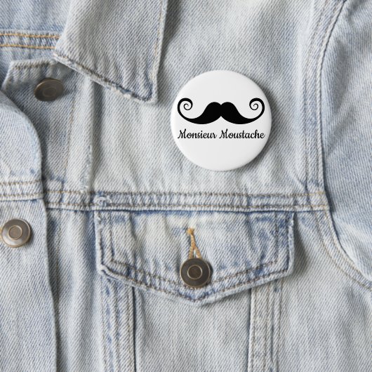 巻き毛の口ひげとのMustache氏のデザイン 缶バッジ (インサイチュ)