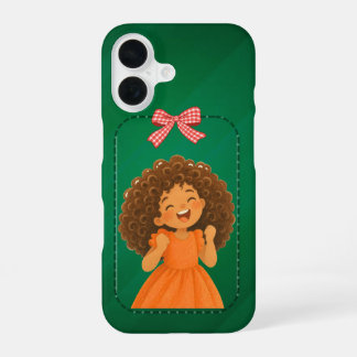 巻き毛の女の子クリスマスiPhoneケース iPhone 16ケース