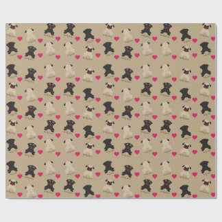 巻き毛の尾、Squishy顔のパグの包装紙 ラッピングペーパー