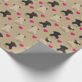 巻き毛の尾、Squishy顔のパグの包装紙 ラッピングペーパー (角)