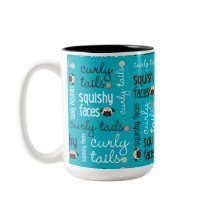 巻き毛の尾Squishy顔のパグ2の調子のマグ