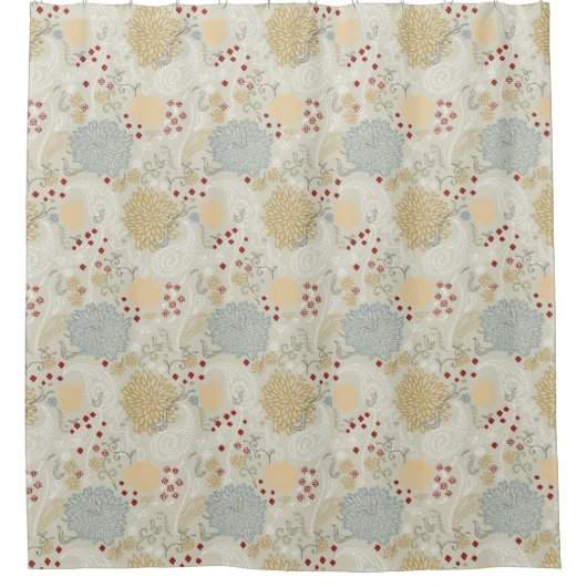 巻き毛の庭を表示するパターン シャワーカーテン (正面)