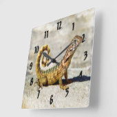 巻き毛の後につかれたトカゲ スクエア壁時計 (傾斜)