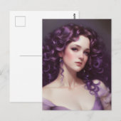 巻き毛の紫色の髪の女性 ポストカード (正面/裏面)