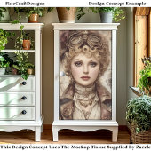 巻き毛スチームパンク女性コラージュDM1LFデコページ 薄葉紙