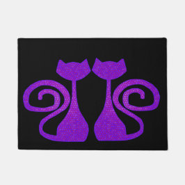 巻き毛尾ネコの出入りするドアのマット ドアマット