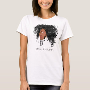 巻き毛美しいですがあります! Tシャツ