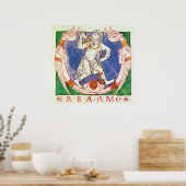 巻き込まれた翼を持つ二つの動物の型枠 ポスター (キッチン)