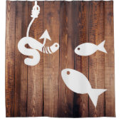 巻き込まれるみみず及び魚素朴な木 シャワーカーテン (正面)