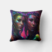 巻カラフル毛の女性の二重ポートレート クッション (裏面)