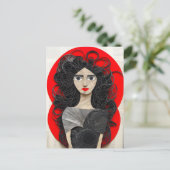 巻毛の女性のコラージュ ポストカード (スタンド正面)