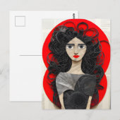 巻毛の女性のコラージュ ポストカード (正面/裏面)