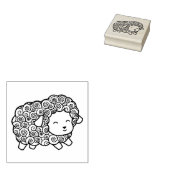 巻毛の幸せな小さな羊の雌 ラバースタンプ (押印)