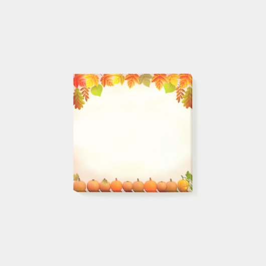 巻物に描かれた落ち葉とカボチャ ポストイット (正面)