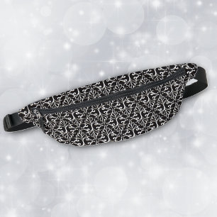 巻物クラシック白黒ダマスク柄 ファニーパック