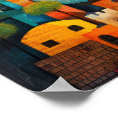 市お洒落モダンフォーク油彩画 ポスター (角)