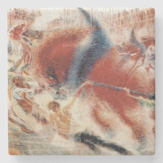 市が上る(ウンベルト・ボッチョーニ) ストーンコースター (正面)