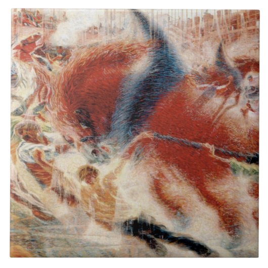 市が上る（ウンベルト・ボッチョーニ） タイル (正面)