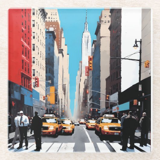 市の一日 ガラスコースター (正面)