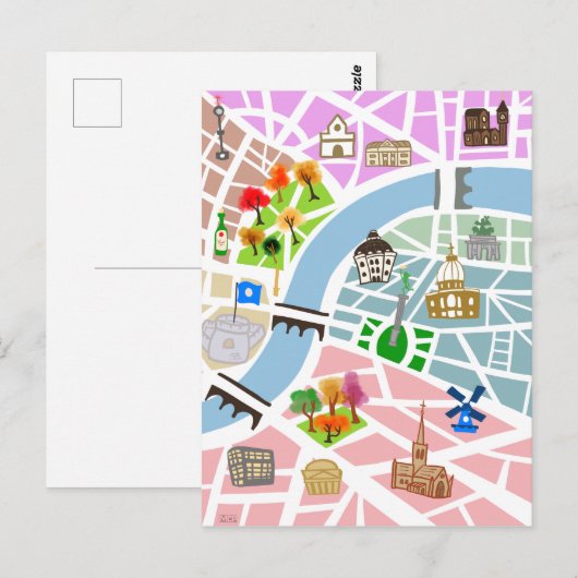 市の地図 ポストカード (正面/裏面)